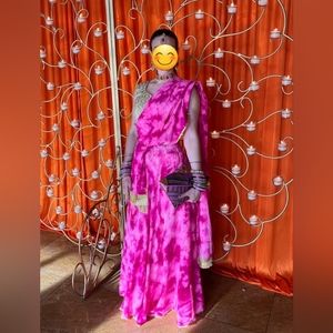 Pink tie dye lehenga full set